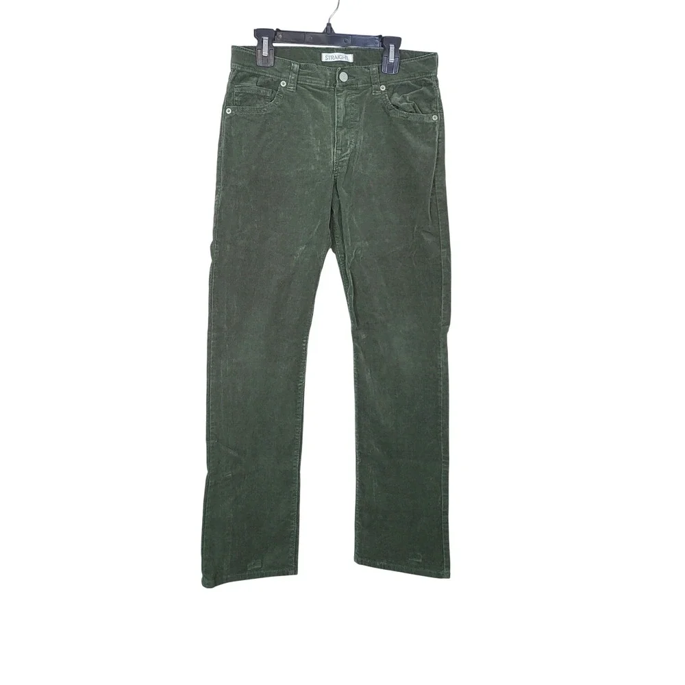 Gymboree Boys Olive Green Straight Leg Preppy Adjustable Waist Corduroy Pants 12